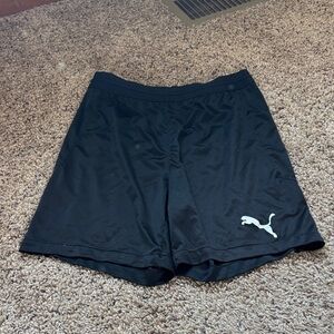 Puma Black Shorts with White Puma Cat Logo